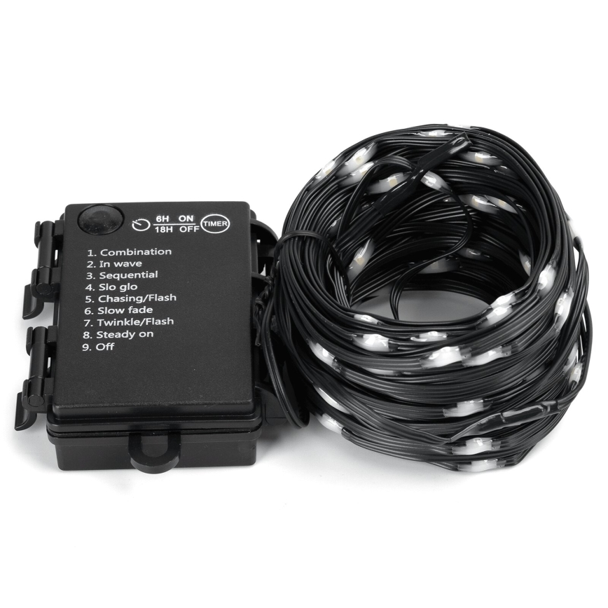 Aigostar - Guirnalda LED exterior navideña 150xLED/8 funciones/3xAA 15,3m IP44 blanco frío