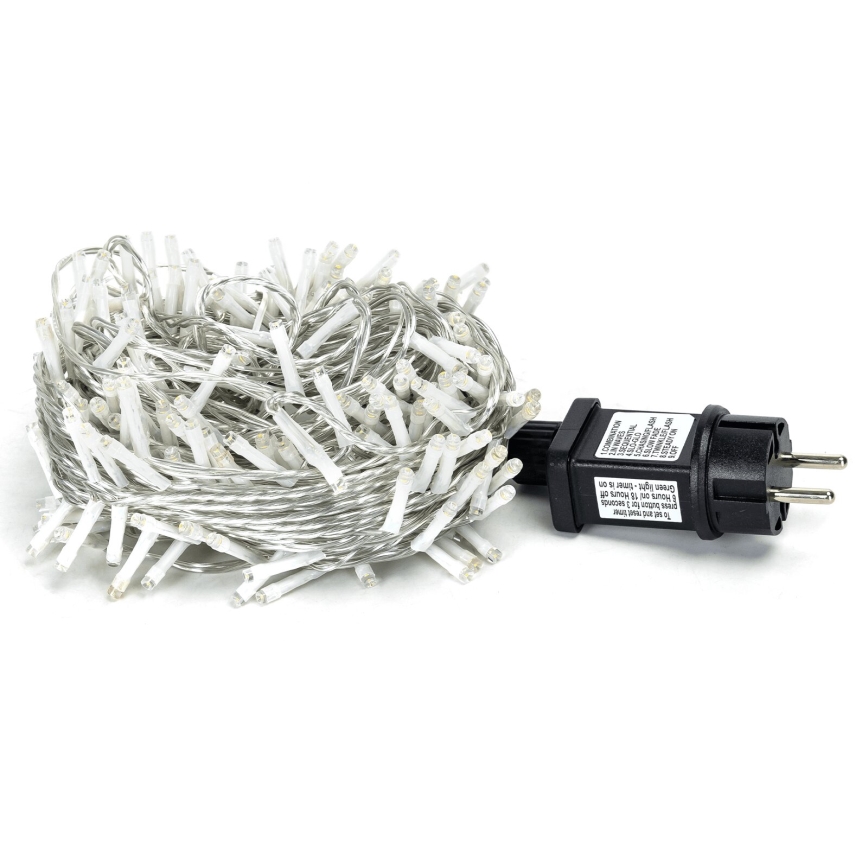Aigostar - Guirnalda LED exterior 200 LEDs/8 modos, 23 m, IP44, blanco cálido