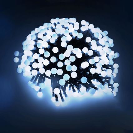 Aigostar - Cadena de luces LED para exterior, 25 LEDs/8 funciones, 3x AA, 2,8 m, IP44, blanco frío