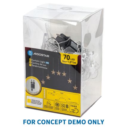 Aigostar - Cadena de luces LED para exterior, 25 LEDs/8 funciones, 3x AA, 2,8 m, IP44, blanco frío