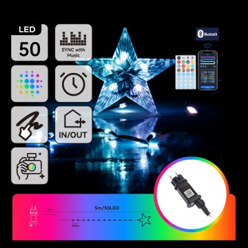 Aigostar - Guirnalda LED inteligente exterior RGBICW MESH, 50 LEDs, 5 m, IP44 + mando a distancia