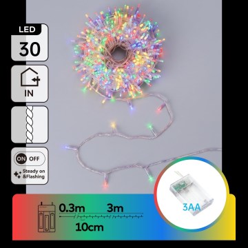 Aigostar - Guirnalda LED navideña 30xLED/3xAA 3,3m multicolor