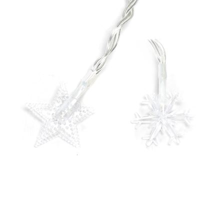 Aigostar - Guirnalda LED para exterior, 100 LED / 8 funciones, 3xAA, 10 m, IP44, blanco cálido, con motivos de estrellas