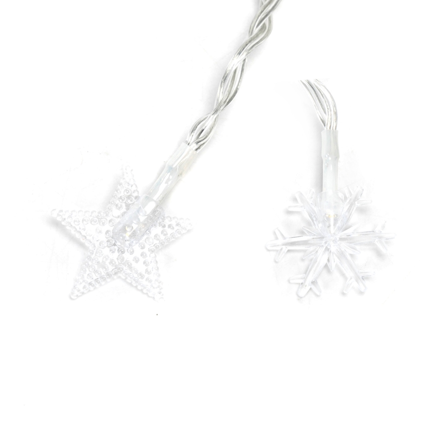 Aigostar - Guirnalda LED para exterior, 100 LED / 8 funciones, 3xAA, 10 m, IP44, blanco cálido, con motivos de estrellas