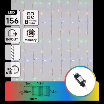Aigostar - Guirnalda LED navideña para exterior 156xLED/8 funciones 4,2x1,2m IP44 multicolor