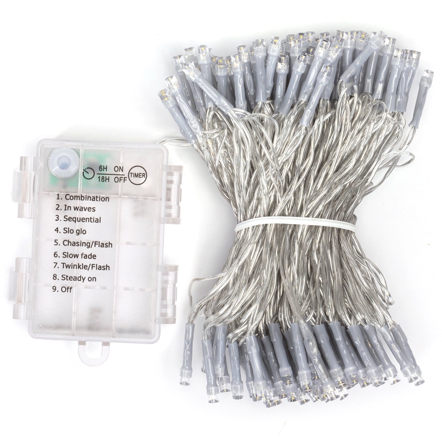 Aigostar - Guirnalda LED para exterior, 150 LEDs, 8 funciones, 15,3 m, IP44, blanco frío