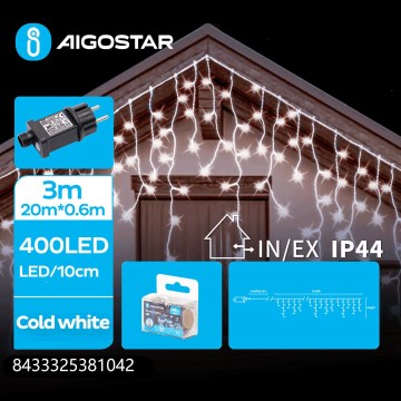Aigostar - Guirnalda LED para exterior 400xLED/8 funciones 23x0,6m IP44 blanco frío