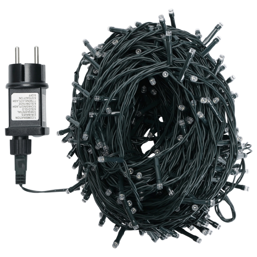 Aigostar - Guirnalda LED para exterior, 500 LED, 8 modos, 53 m, IP44, blanco frío
