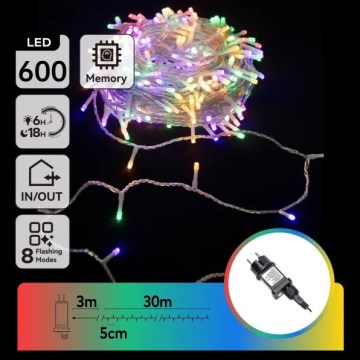 Aigostar - Guirnalda LED para exterior, 600 LEDs, 8 modos, 30 m, IP44, multicolor