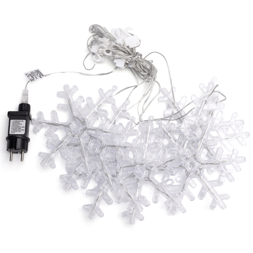 Aigostar - Guirnalda LED para exterior 84xLED/8 funciones 1,2x1m IP44 blanco cálido copos de nieve