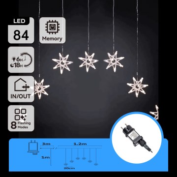 Aigostar - Guirnalda LED para exterior 84xLED/8 funciones 1,2x1m IP44 blanco frío copos de nieve
