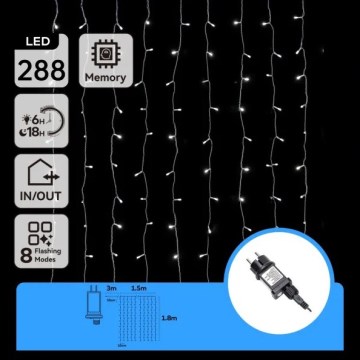 Aigostar - Guirnalda LED para exteriores 288 LED/8 funciones 1,5x1,8m IP44 blanco frío