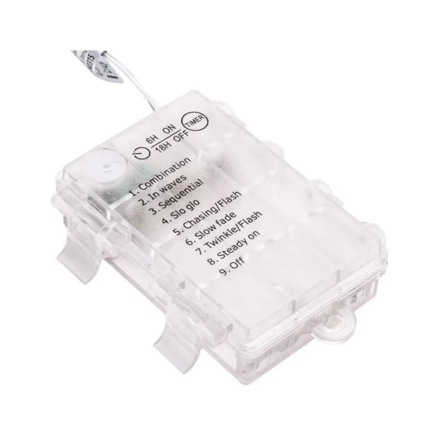 Aigostar - Guirnalda LED para exteriores 50xLED/3xAA/8 funciones 5,3 m IP44 blanco frío