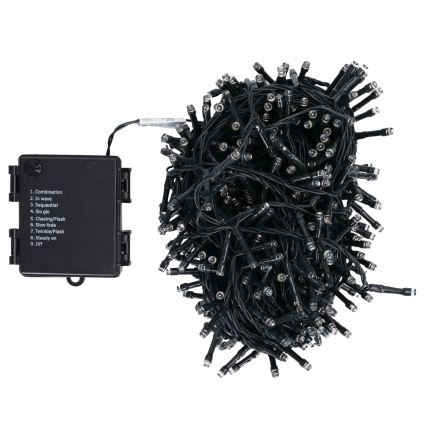 Aigostar - Guirnalda LED para exterior 500xLED/8 funciones 4xAA 25,3 m IP44 blanco cálido