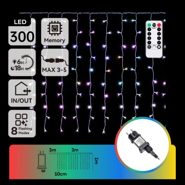 Aigostar - Guirnalda LED RGBY para exterior, 300 LEDs, 8 funciones, 3 x 1 m, IP44 + mando a distancia