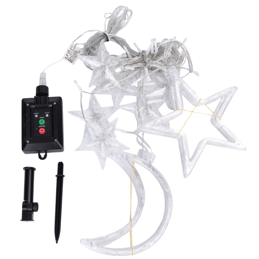 Aigostar - Guirnalda solar LED 120xLED/8 funciones 3x0,6m 500 mAh IP65 blanco frío