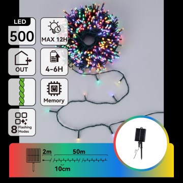 Aigostar - Guirnalda LED solar para Navidad 500xLED/8 funciones 52m IP65 multicolor 1200 mAh