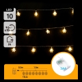 Aigostar - Guirnalda navideña LED 10xLED/3xAA 1,5m blanco cálido copos de nieve