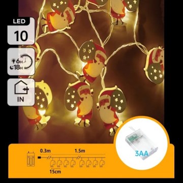 Aigostar - guirnalda navideña LED 10xLED/3xAA 1,5m blanco cálido Papá Noel
