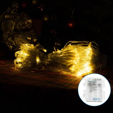 Aigostar - Guirnalda navideña LED para exterior 100xLED/8 funciones 3xAA 8x0,6m IP44 blanco cálido