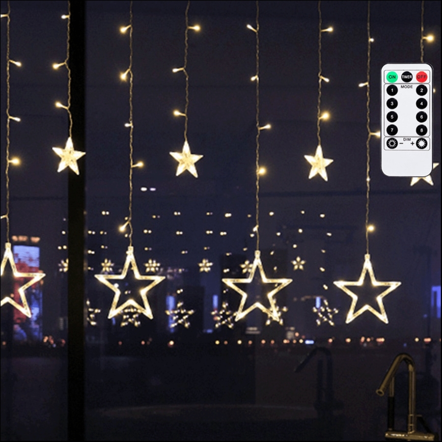 Aigostar - Cadena de luces LED para exterior 120 LEDs/8 funciones 3x0,6 m IP44 blanco cálido + mando a distancia
