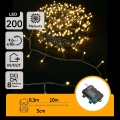 Aigostar - Guirnalda navideña LED para exterior 200xLED/8 funciones 3xAA 10,3m IP44 blanco cálido