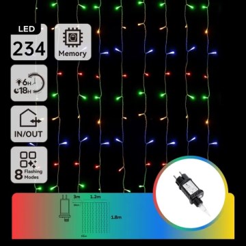 Aigostar - Guirnalda navideña LED para exterior 234xLED/8 funciones 1,2x1,8 m IP44 multicolor