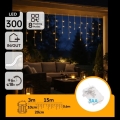 Aigostar - Guirnalda navideña LED para exterior 300 LEDs/8 funciones 3x AA 18x0,6 m IP44 blanco cálido