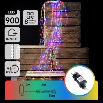 Aigostar - Guirnalda navideña LED para exterior 900 LEDs/8 funciones 6m IP44 multicolor