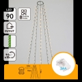 Aigostar - Guirnalda navideña LED para exterior 90xLED/8 funciones 3xAA 1,5m IP44 blanco cálido