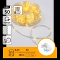 Aigostar - Guirnalda navideña LED para exteriores 50 LEDs/8 funciones 3x pilas AA 5,3 m IP44 blanco cálido