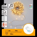 Aigostar - Guirnalda navideña LED regulable para exterior con sensor de movimiento 100xLED/3xAA 12m blanco cálido + mando a distancia