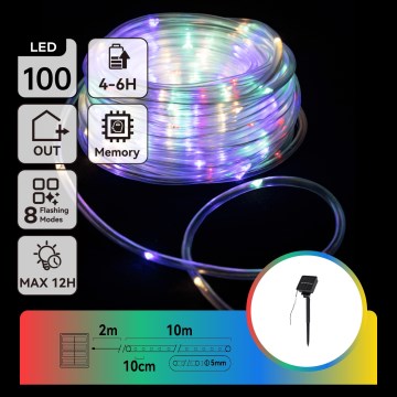 Aigostar - Guirnalda navideña LED solar 100 LEDs/8 funciones, 12 m, IP65, 800 mAh, multicolor
