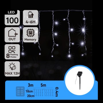 Aigostar - Guirnalda solar LED 100xLED/8 funciones 8x0,4m IP65 blanco frío 800 mAh