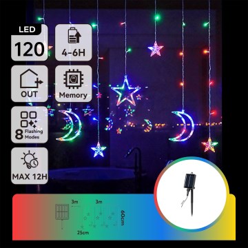 Aigostar - Guirnalda solar LED 120xLED / 8 funciones, 3x0,6 m, 500 mAh, IP65, multicolor