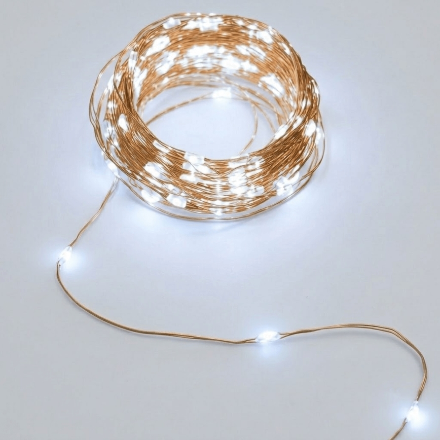 Aigostar - Guirnalda solar LED 200 LED/8 funciones 22 m IP65 blanco frío 800 mAh