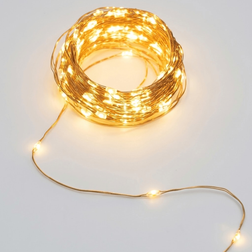 Aigostar - Guirnalda solar LED 200 LED/8 funciones 22 m IP65 blanco cálido 800 mAh