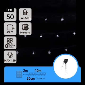 Aigostar - Guirnalda solar LED 50 LEDs/8 funciones 12m IP65 800 mAh blanco frío