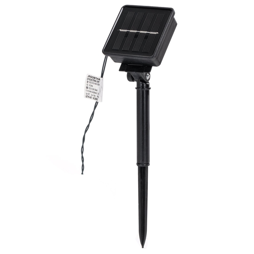 Aigostar - Guirnalda solar LED 50 LEDs / 8 funciones, 12 m, 800 mAh, IP65, blanco cálido