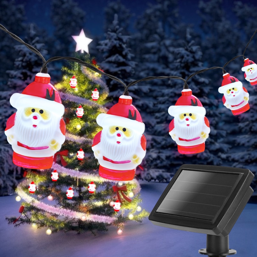 Aigostar - Guirnalda solar LED de Navidad 10xLED/3,8 m IP44 blanco frío 400 mAh