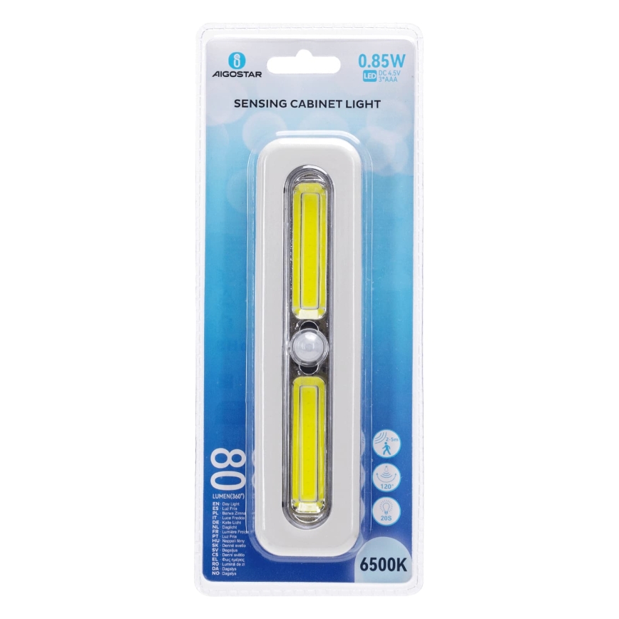 Aigostar - Iluminación LED para armario con sensor de movimiento LED/3xAAA 6500K blanco