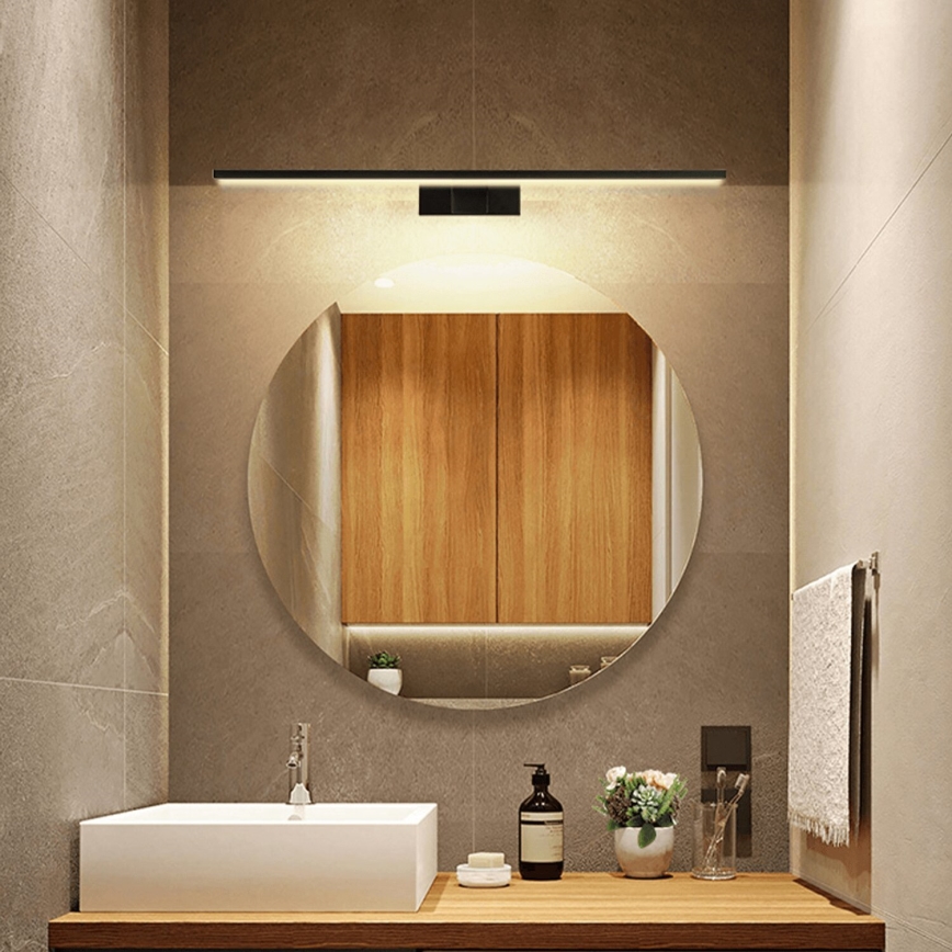 Aigostar - Iluminación LED para espejo de baño LED/12W/230V 4000K 60 cm IP44 negra