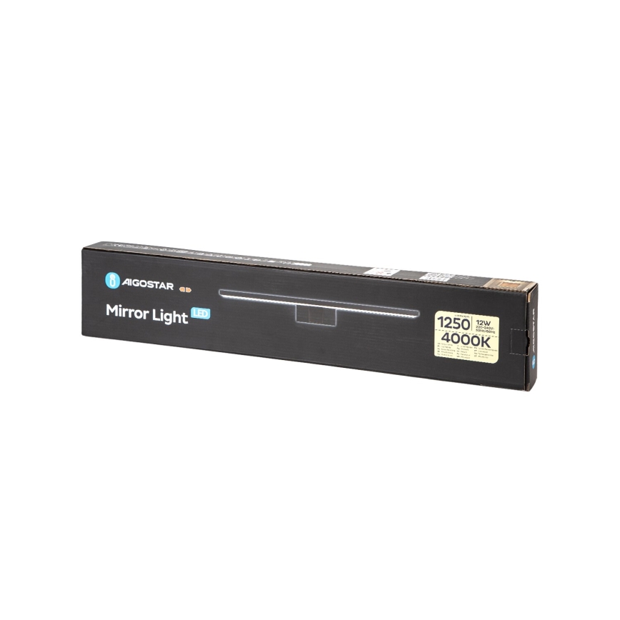 Aigostar - Iluminación LED para espejo de baño LED/12W/230V 4000K 60 cm IP44 negra