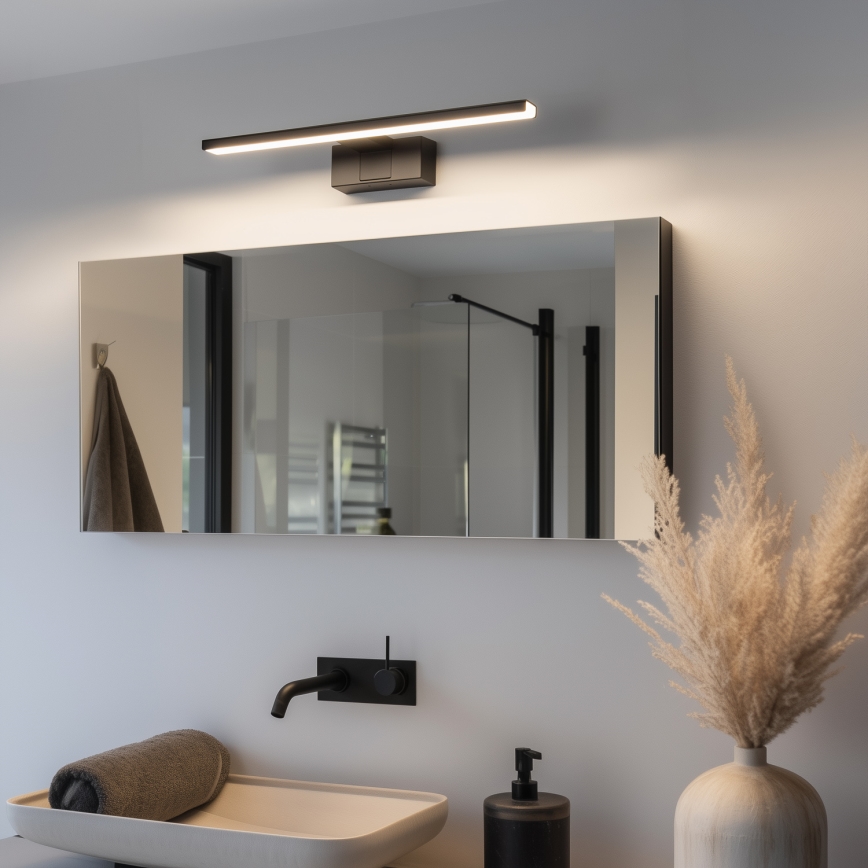 Aigostar - Iluminación LED para espejo de baño LED/8W/230V 4000K 40 cm IP44 negra