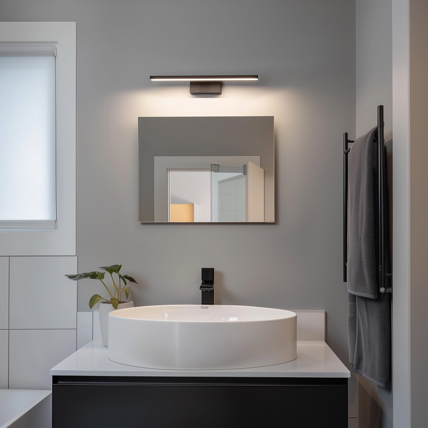 Aigostar - Iluminación LED para espejo de baño LED/8W/230V 4000K 40 cm IP44 negra