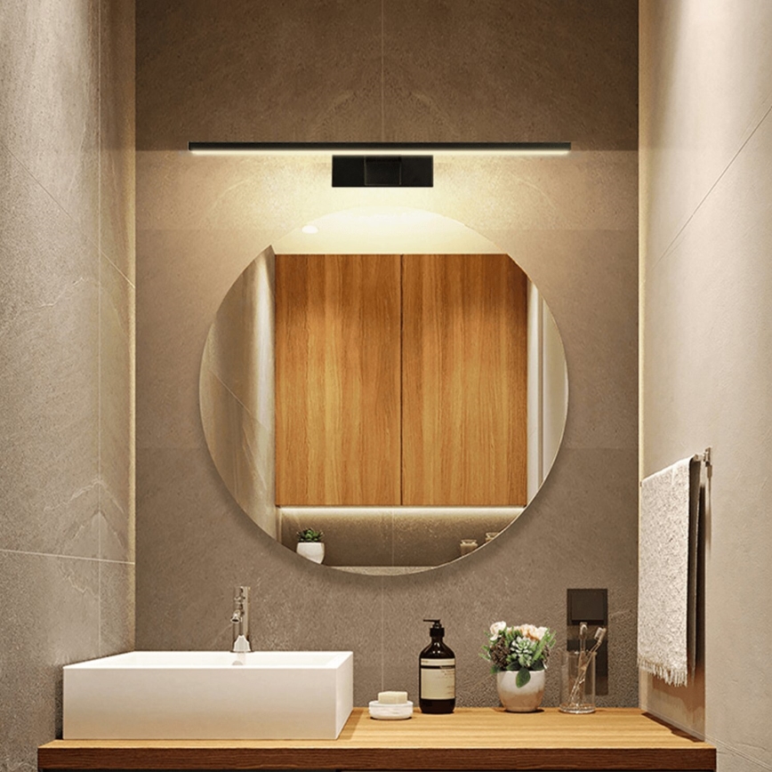 Aigostar - Iluminación LED para espejo de baño LED/8W/230V 4000K 40 cm IP44 negra