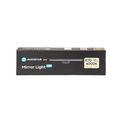 Aigostar - Iluminación LED para espejo de baño LED/8W/230V 4000K 40 cm IP44 negra