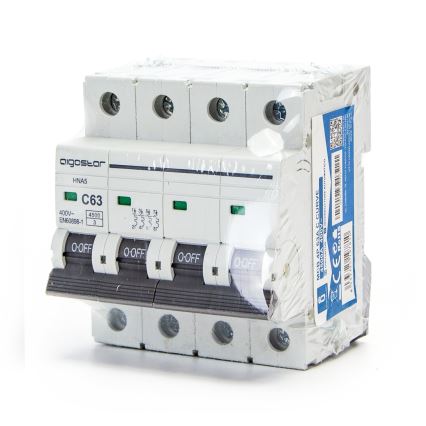 Aigostar - Interruptor automático 4 polos (4P), 63 A, curva C, 400 V