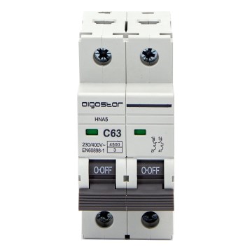 Aigostar - Interruptor automático magnetotérmico bifásico 2P-63A-C 230-400V
