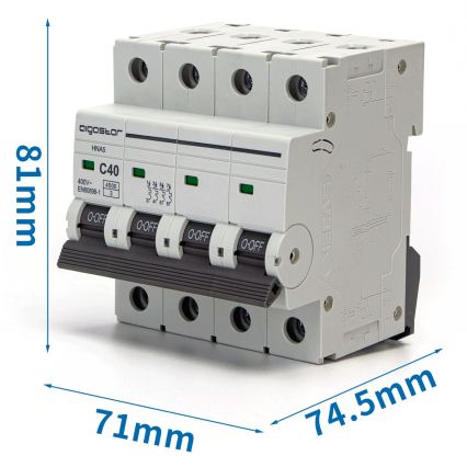 Aigostar - Interruptor automático tetrapolar 4P-40A-C 400V